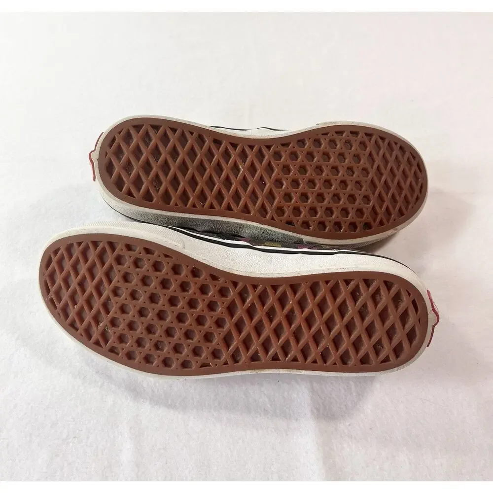 Vans Iridescent Metallic Checkerboard Slip On Skate Shoes, Kids Size 3